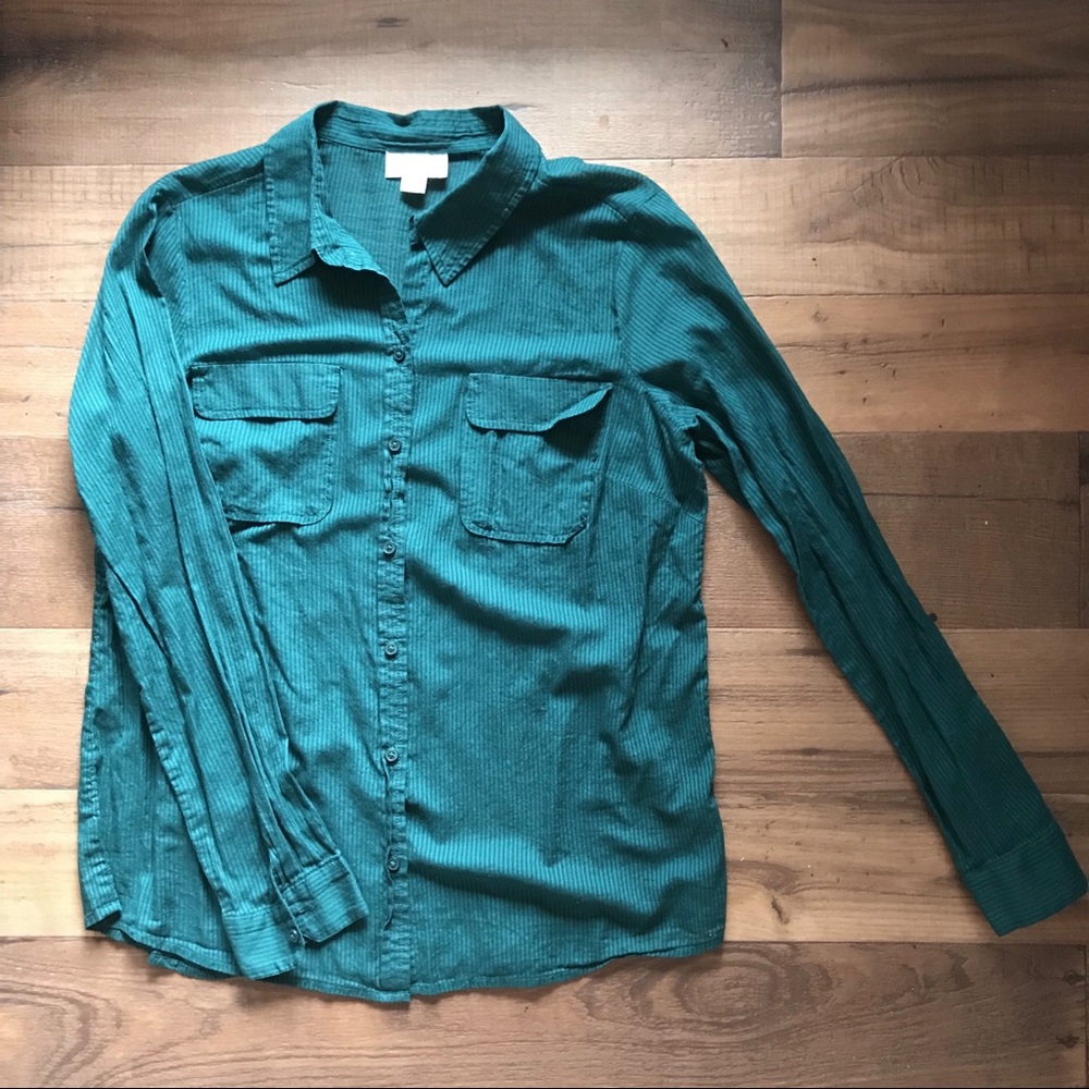 LOFT lightweight deep teal blouse w/matching tank
